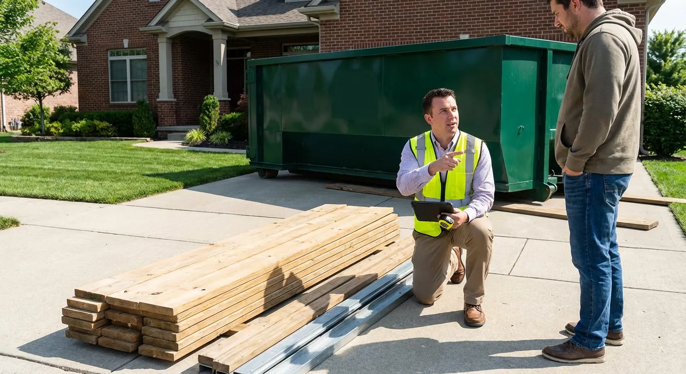 Dumpster rental delivery truck in Olathe