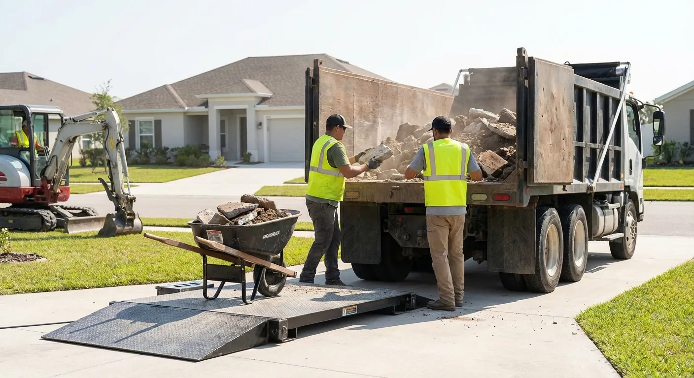 Heavy debris dumpster loaded with concrete in Olathe, KS