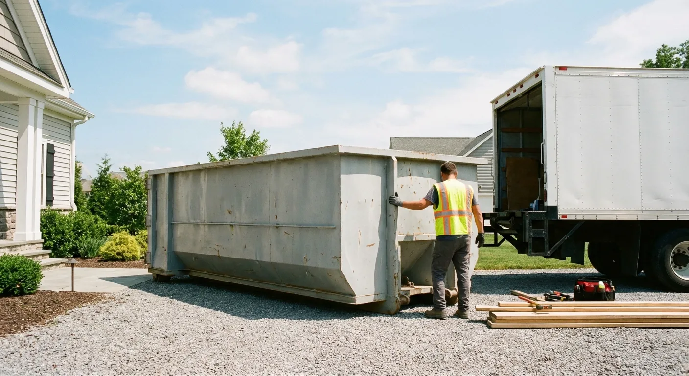 Roll-off dumpster dimensions and footprint visualization in Olathe, KS