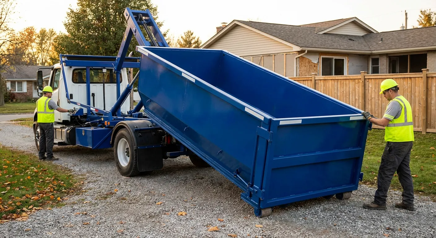 Roll-off dumpster rental delivery truck in Olathe, KS